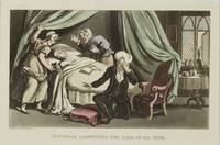 KG 2021 055
          <br/>
          Dokter Syntax treurt om het verlies van zijn vrouw (uit: Dr. Syntax in search of consolation)
          <br/>
          <em>Rowlandson, Thomas (1756-1827)</em>